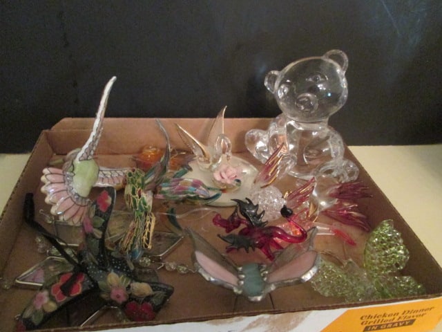 Enemaled Hummingbirds, Stained Glass Window Hangers, Crystal Bear Figurine, (1 of 15)