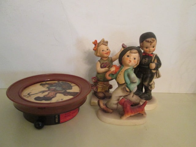 Three Goebel Hummel Figurines and Reuge Hummel Pull Cord Musical Plaque (1 of 8)