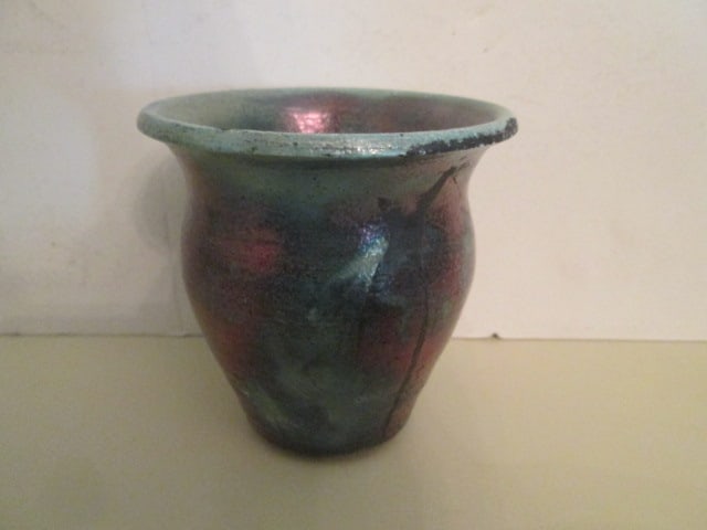 Carved Wood Tribal Bowl, Tribal Lizard Stone Bowl and Signed Studio Pottery Vase - 3