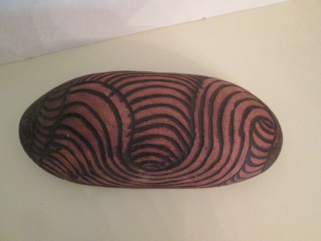 Carved Wood Tribal Bowl, Tribal Lizard Stone Bowl and Signed Studio Pottery Vase - 7