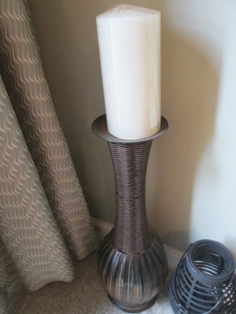 Painted Black Wicker Lantern, Black Metal and Rain Glass Lantern with LED Pillar Candle - 5