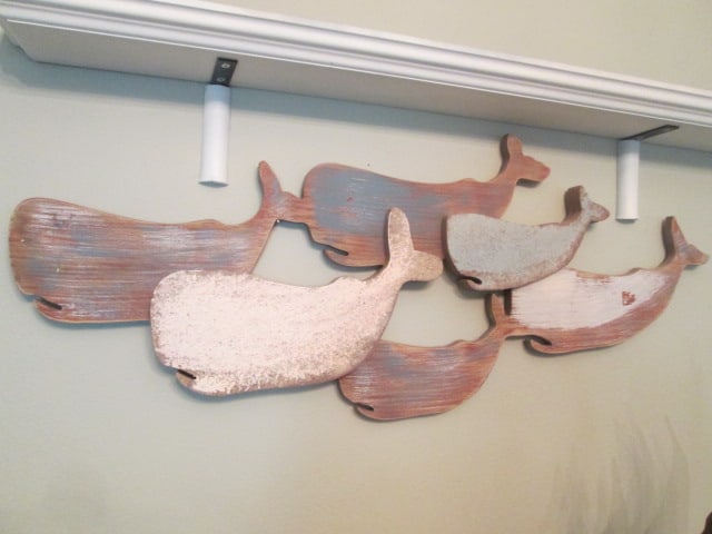 Distressed Painted Dimensional Pod of Whales Wood Wall Art (1 of 3)