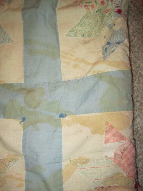 Antique Hand Stitched Pinwheel Pattern Quilt - 3