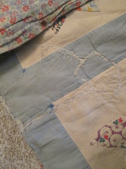 Antique Hand Stitched Pinwheel Pattern Quilt - 5