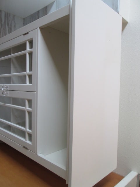 White Misson Style Storage Cabinet with Glass Doors - 3