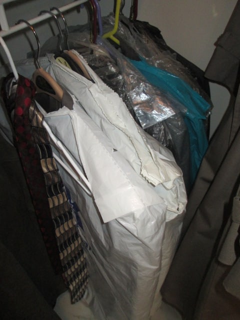 Contents of Walk-In Closet-Men's and Ladies Clothes, Wire Shoe Rack, Ladies Purses, - 5