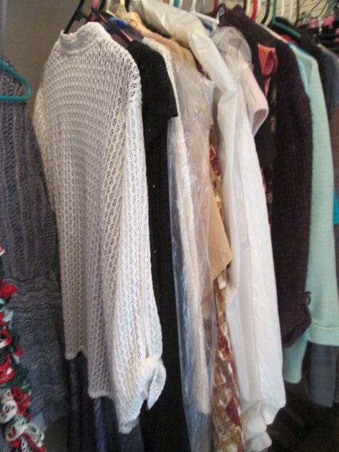 Contents of Walk-In Closet-Men's and Ladies Clothes, Wire Shoe Rack, Ladies Purses, - 8