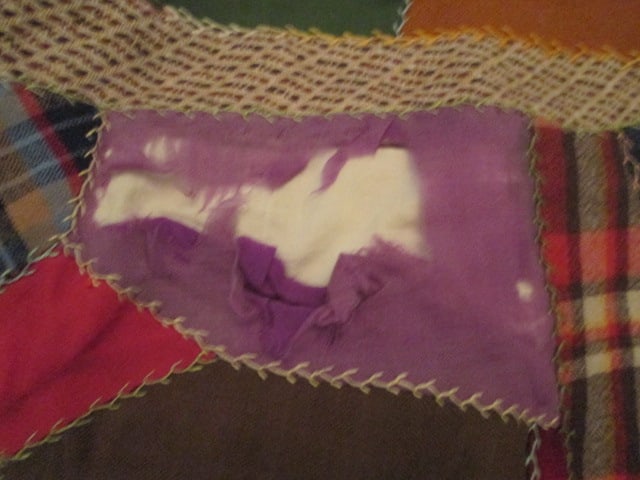 Antique Hand Stitched Pieced Scrap Crazy Quilt - 3