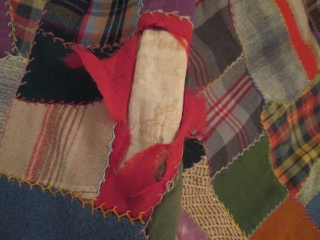 Antique Hand Stitched Pieced Scrap Crazy Quilt - 4