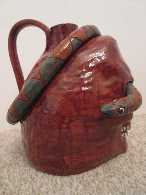 C&J Hayes Pottery Signed Southern Folk Art Face Jug - 3