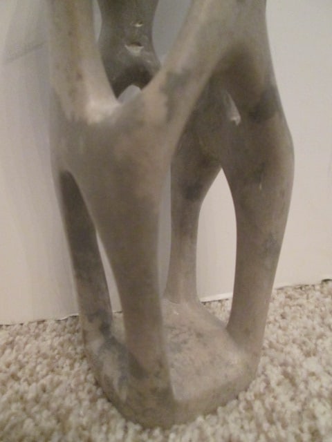 Modernist Carved Stone Intertwined Couple Figural Sculpture - 3