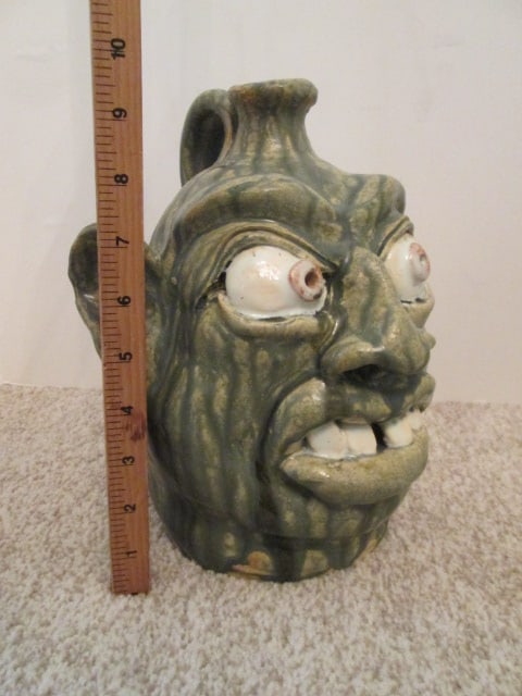 2001 Signed and Dated Southern Folk Art Face Jug - 7