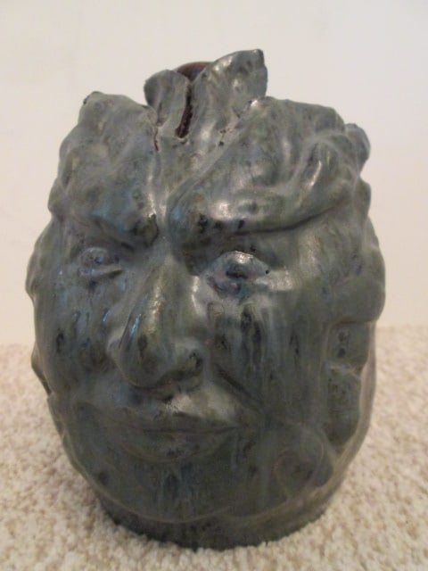 CJ Hayes Pottery Signed Southern Folk Art Face Jug: 7 1/4"h, incised maker's mark on bottom CJ Hayes Pottery SC