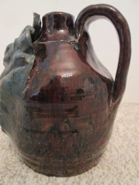 CJ Hayes Pottery Signed Southern Folk Art Face Jug - 2