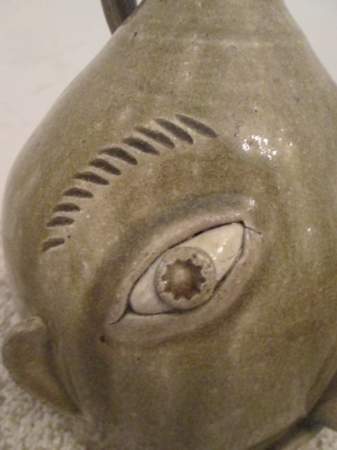 Otis Norris, Crystal Sullivan Signed Southern Folk Art Wind Spirit Face Jug - 3