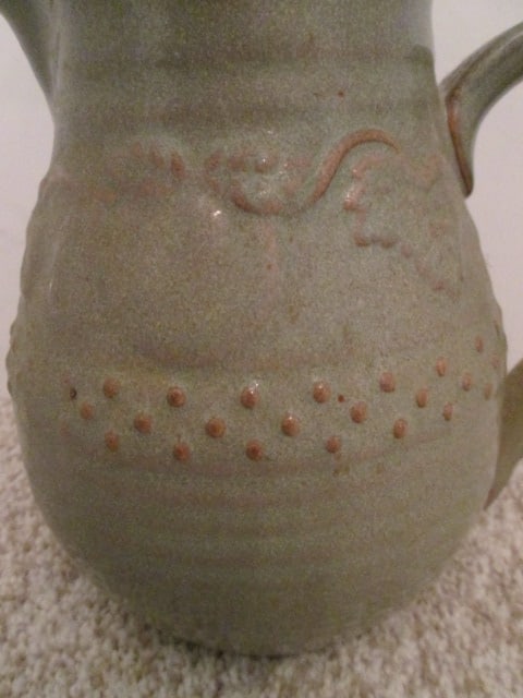 Turned Pottery Pitcher with Applied Handle - 2