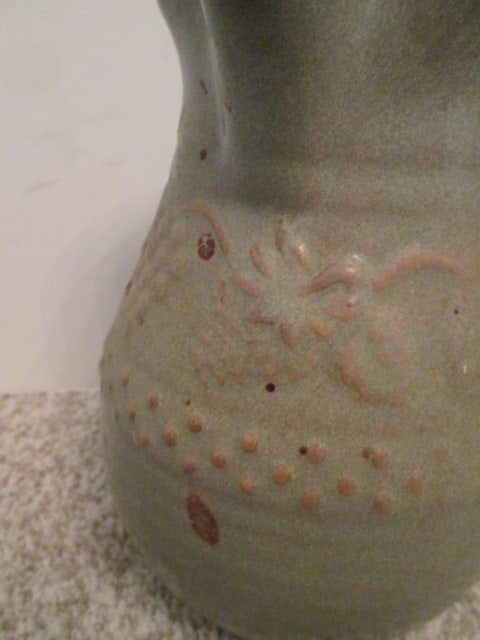 Turned Pottery Pitcher with Applied Handle - 3