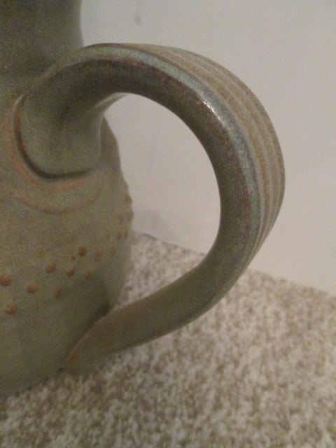 Turned Pottery Pitcher with Applied Handle - 5
