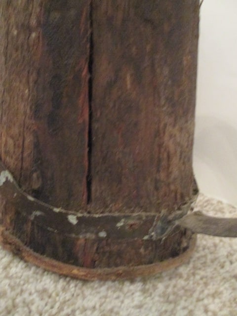 Primitive Live Edge Folk Art Pitcher with Tin Handle/Bands/Spout - 2