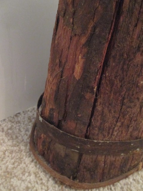 Primitive Live Edge Folk Art Pitcher with Tin Handle/Bands/Spout - 4