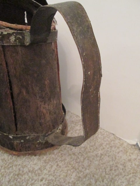 Primitive Live Edge Folk Art Pitcher with Tin Handle/Bands/Spout - 5