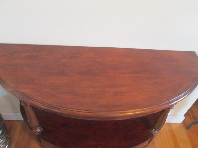 Cherry Tiered Demilune Table with Drawer - 2