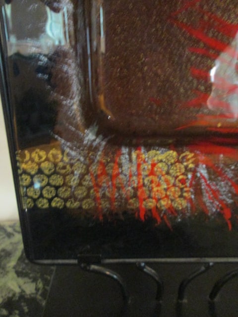 Dimensional Abstract Art Glass Vase in Black Metal Stand - 3