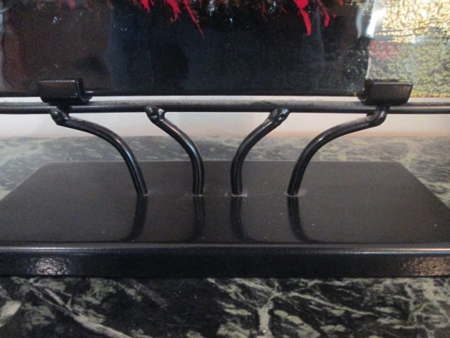 Dimensional Abstract Art Glass Vase in Black Metal Stand - 5