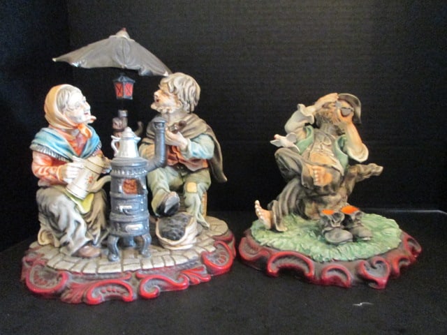 Two AR.CE.Mi. Hand Made in Spain Hobo with Birds and Old Couple Porcelain Figurines (1 of 10)