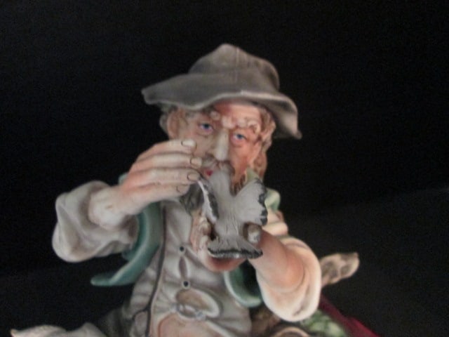 Two AR.CE.Mi. Hand Made in Spain Hobo with Birds and Old Couple Porcelain Figurines - 2