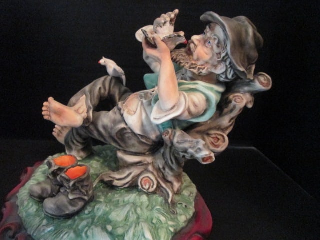 Two AR.CE.Mi. Hand Made in Spain Hobo with Birds and Old Couple Porcelain Figurines - 4