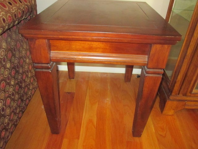 Dark Wood Rustic End Table (1 of 5)