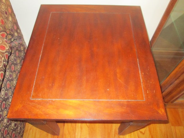 Dark Wood Rustic End Table - 2