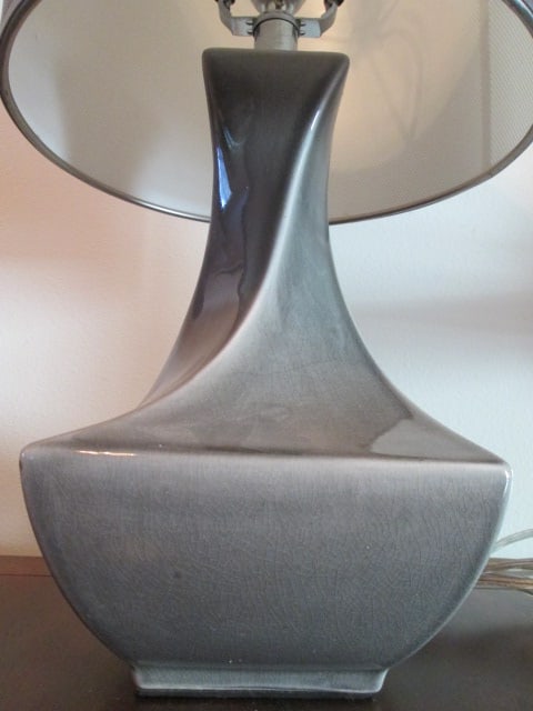 Grey Twisted Bottle Vase Table Lamp with Metal Screen Shade - 2