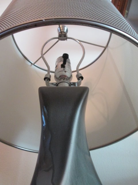 Grey Twisted Bottle Vase Table Lamp with Metal Screen Shade - 3