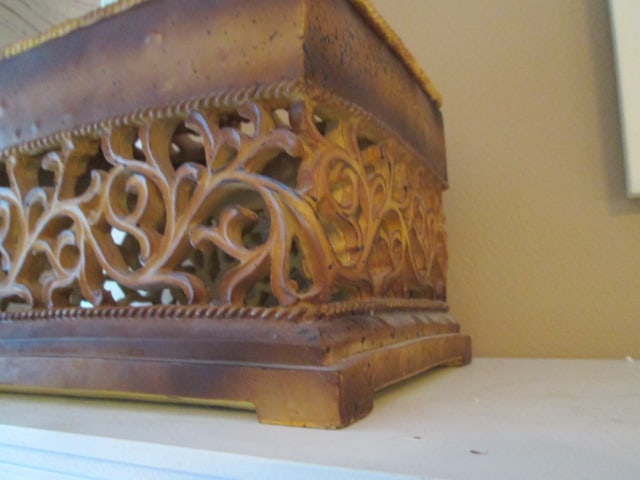 Ornate Pierced Scroll Design Composite Lidded Box - 2