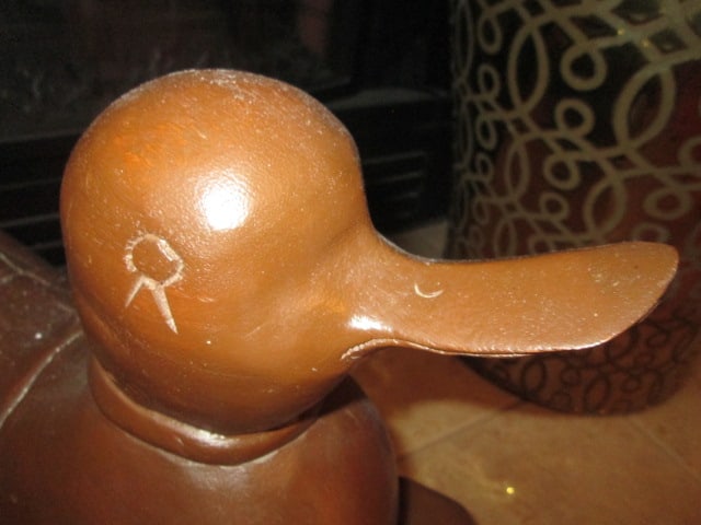 Vintage Folk Art Carved Wood Rocking Duck - 2