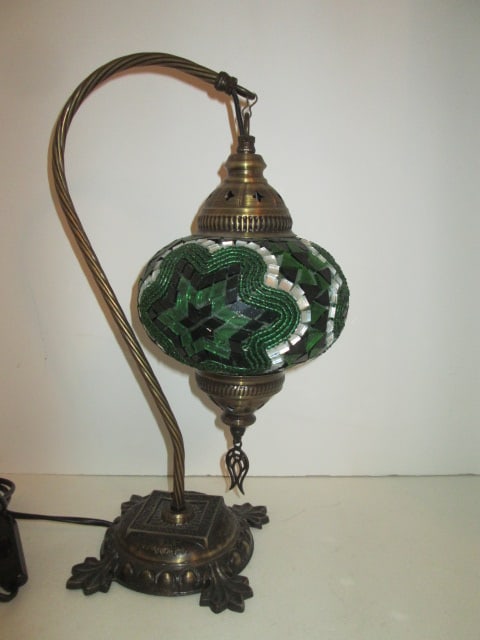 Mosaic Style Hanging Orb Accent Table Lamp: 16"h, Local Pickup Only