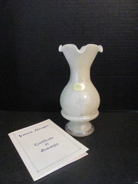 Navagero Glassworks Murano, Italy Art Glass Vase by Master Giuliano Tosi with COA: 8"h