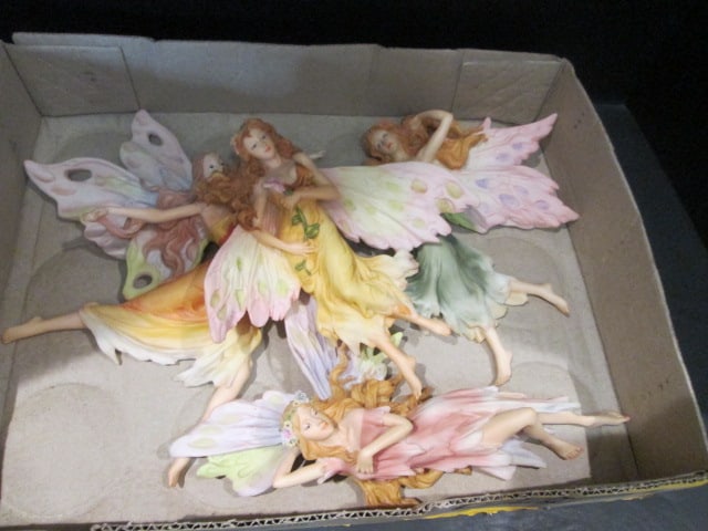 Four Handpainted Sculpted Composite Fairy Wall Plaques: approx. 8"-11"h