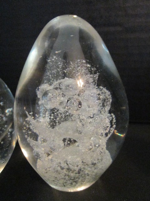 Three Hand Blown Paperweights with Multicolor Controlled Bubble Designs - 4