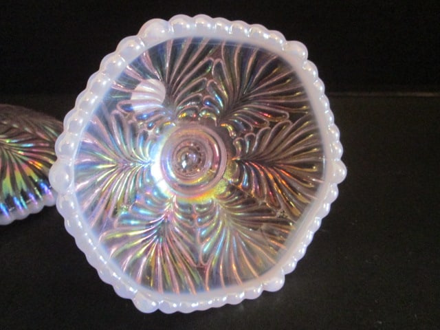 Pair of Fenton 95th Anniversary Pink Opalescent Candle Holders - 4