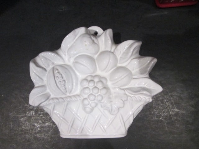 Winterling Red Ceramic Lidded Jar and White Glazed Terra Cotta Fruit Basket Mold - 2