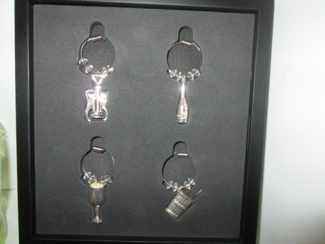 Four Etched Design Colored Glass High Ball Glasses, Cased Amethyst Glass Stoppered Bottle - 2