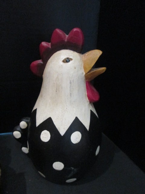 Three Farmhouse Chic Chicken Figures - 2