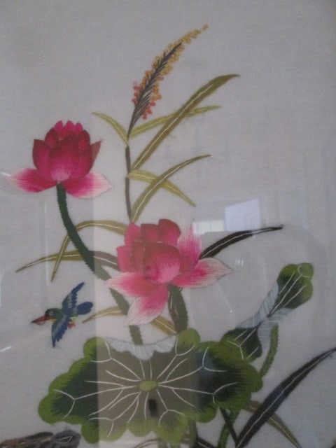 Framed Chinese Silk Hand Embroidered Panel - 2