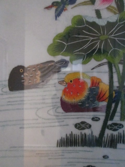 Framed Chinese Silk Hand Embroidered Panel - 3