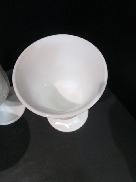 Eight Midcentury Grapevine Milk Glass Goblets - 4
