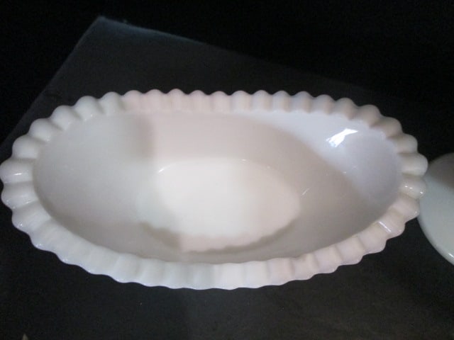 Midcentury Milk Glass Creamer and Sugar Set, Compote and Tidbit Bowls - 5