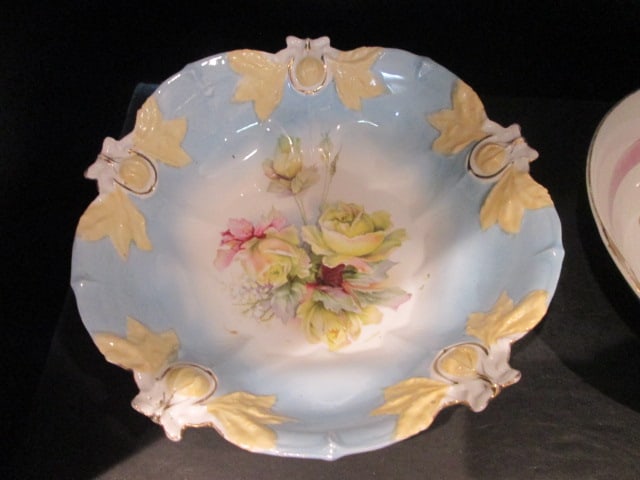 Vintage Handpainted Porcelain Serving Bowls and Plates - 9